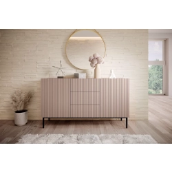 Komoda Nicole 150 cm z szufladami i półkami - antyczny róż / czarne nóżki - Limitowana oferta